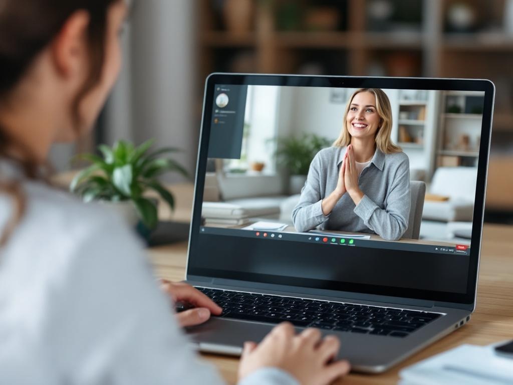 Ein Coach nutzt Videokonferenz-Tools, um seine virtuelle Präsenz zu stärken.