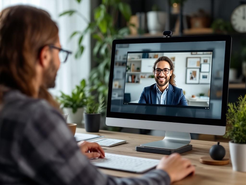 Ein Coach, der in einem modernen Büro strategische Überlegungen am Laptop anstellt.