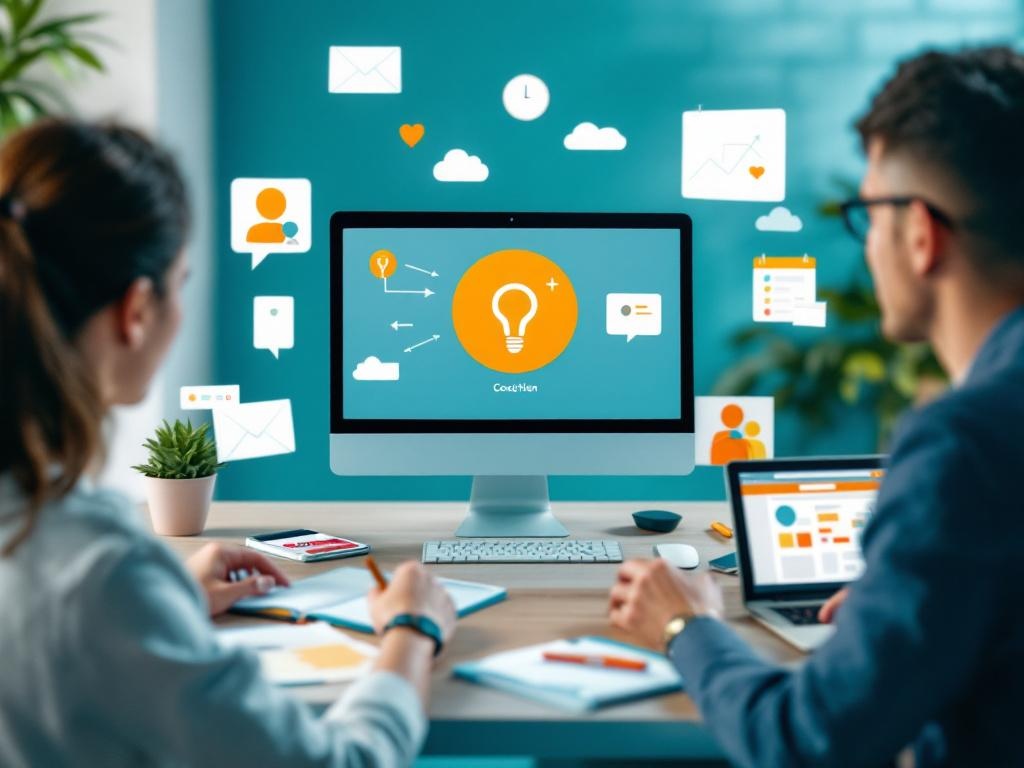 Virtueller Workshop von einem modernen Büro aus