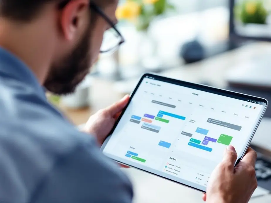 Ein Business Coach nimmt an einem Online-Zeitmanagement-Kurs teil und optimiert seine Planung.