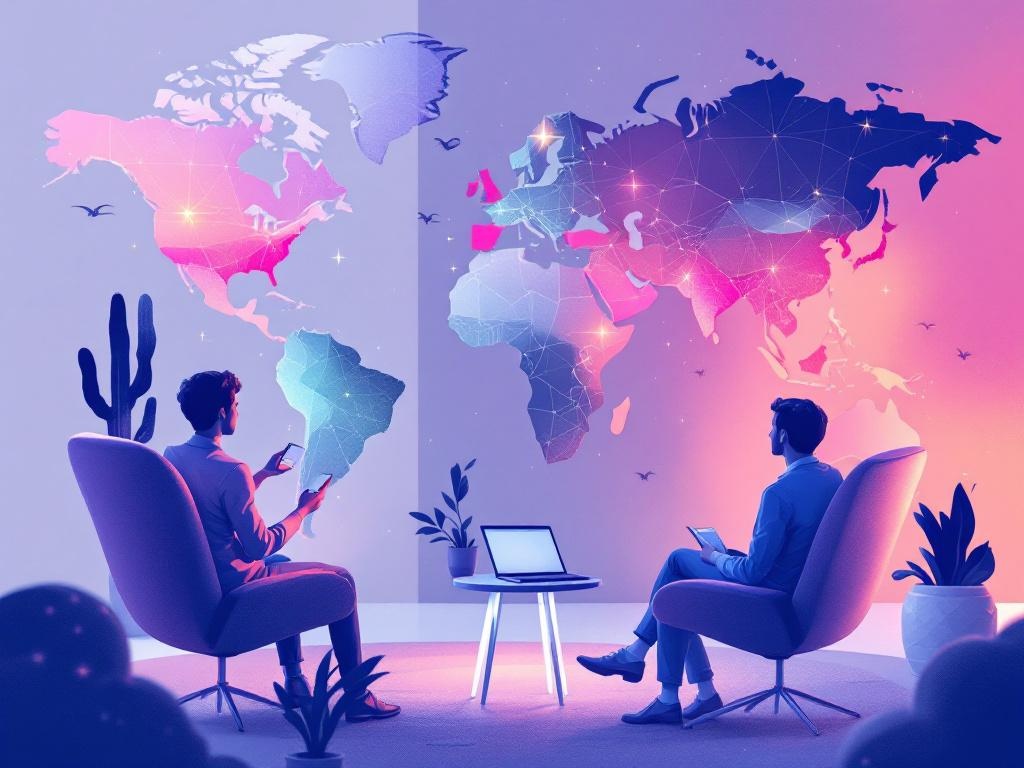 Coach veranstaltet einen Workshop mit internationalen Teilnehmern online.