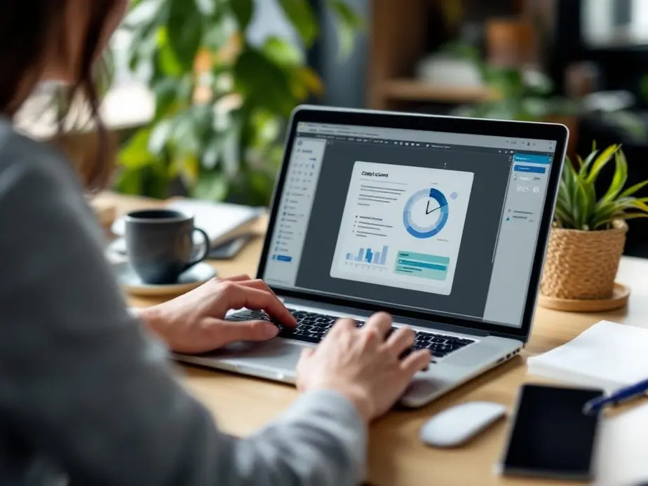 Ein Business Coach nimmt an einem Online-Zeitmanagement-Kurs teil und optimiert seine Planung.